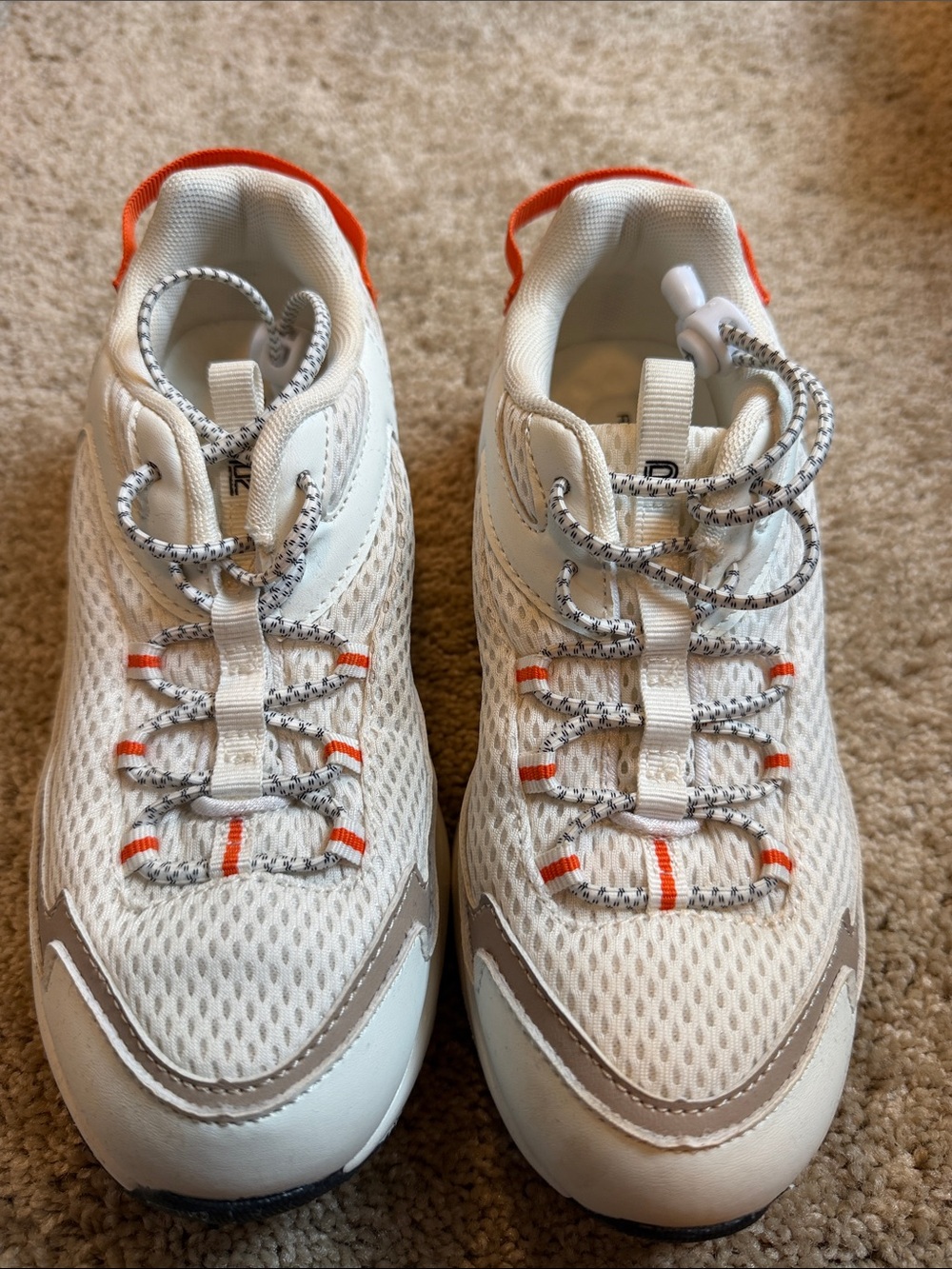 Kids Rockport White Mesh Sneakers with Orange Trim